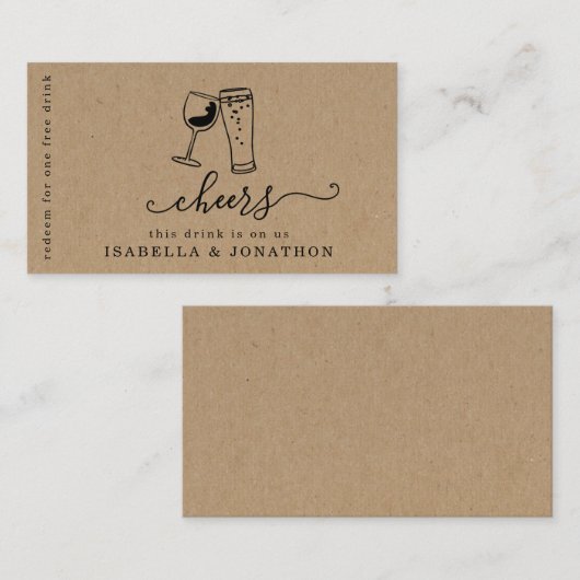 Drink Ticket, Free Alcohol Voucher Visitekaartje (Voorkant / Achterkant)