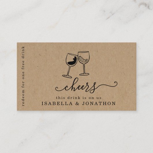 Drink Ticket, Free Alcohol Voucher Visitekaartje (Voorkant)