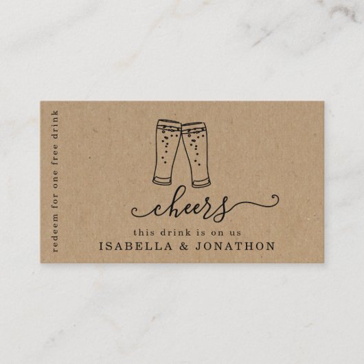 Drink Ticket, Free Alcohol Voucher Visitekaartje (Voorkant)
