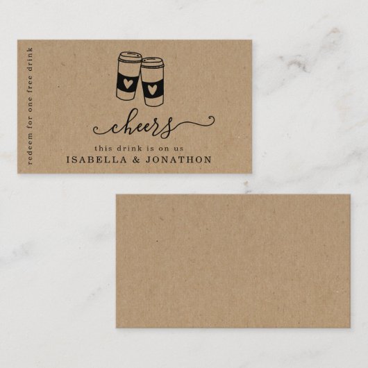 Drink Ticket, Free Coffee Voucher Visitekaartje (Voorkant / Achterkant)