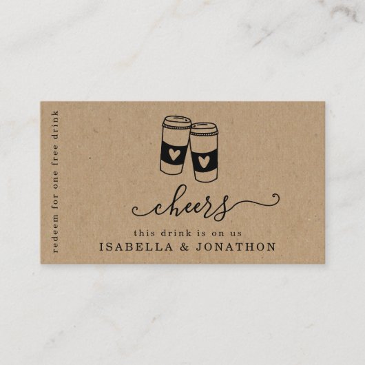 Drink Ticket, Free Coffee Voucher Visitekaartje (Voorkant)