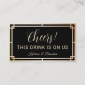 Drink Ticket Gold Art Deco Gratis Drink Voucher (Achterkant)