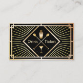 Drink Ticket Gold Art Deco Gratis Drink Voucher (Voorkant)