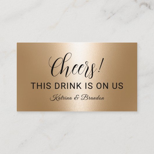 Drink Ticket Modern Gold Bloemen Gratis Drink Vouc (Achterkant)