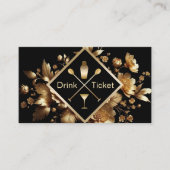 Drink Ticket Modern Gold Bloemen Gratis Drink Vouc (Voorkant)