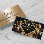 Drink Ticket Modern Gold Bloemen Gratis Drink Vouc
