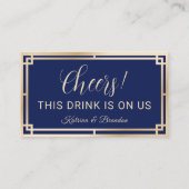 Drink Ticket Modern Navy & Goud Gratis Drink Vouch (Achterkant)