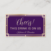 Drink Ticket Modern Paarse Goud Gratis Drink Vouch (Achterkant)