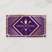 Drink Ticket Modern Paarse Goud Gratis Drink Vouch (Voorkant)