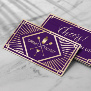 Drink Ticket Modern Paarse Goud Gratis Drink Vouch