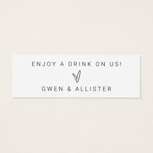 Drink ticket token bruiloft receptie bar Kaart (Achterkant)