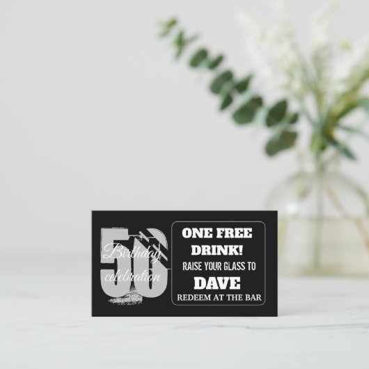 Drink Ticket Verjaardagsbar Token Gepersonaliseerd (Staand voorkant)