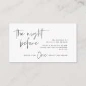 Drink Ticket, Volwassen Drank, Bruiloft Bar Party Informatiekaartje (Voorkant)