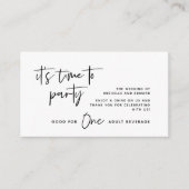 Drink ticket, volwassen drankje, gelukkig ooit daa informatiekaartje (Voorkant)