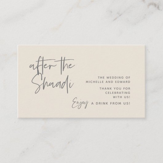 Drink Ticket, Volwassen Drankje Na De Shaadi Informatiekaartje (Voorkant)