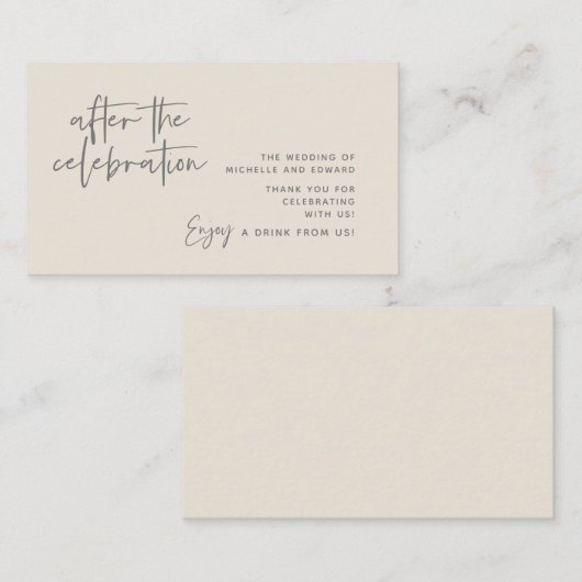 Drink Ticket, Volwassen Drankje Na het Feest Informatiekaartje (Voorkant / Achterkant)