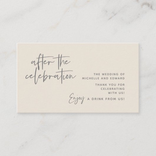 Drink Ticket, Volwassen Drankje Na het Feest Informatiekaartje (Voorkant)