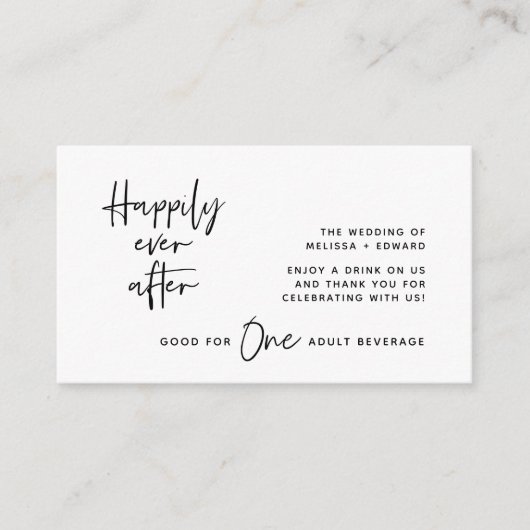 Drink ticket volwassen drankje nog lang en gelukki informatiekaartje (Voorkant)