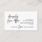 Drink Ticket, Volwassenen drankje, Happily Ever Af Informatiekaartje (Voorkant)