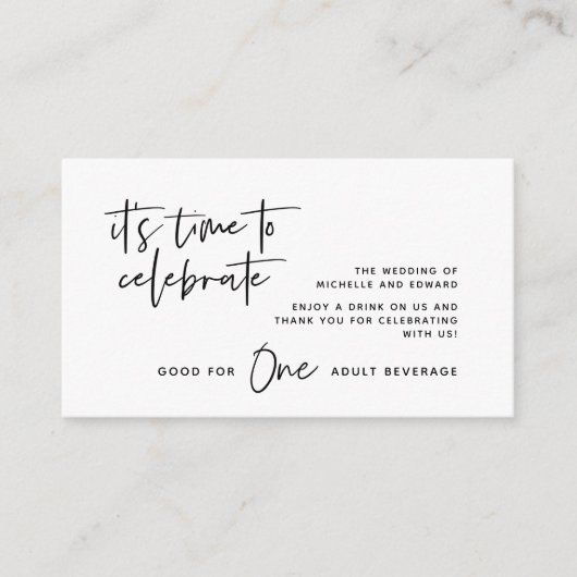 Drink Ticket, Volwassenen drankje, Happily Ever Af Informatiekaartje (Voorkant)