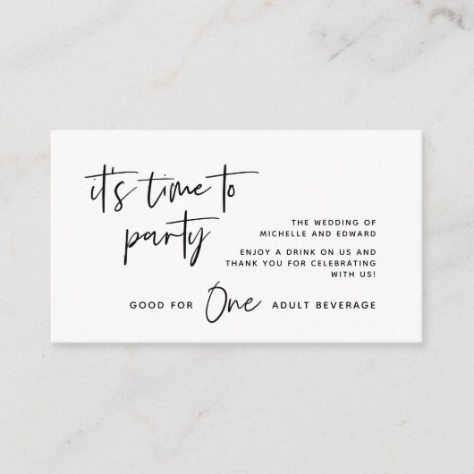 Drink Ticket, Volwassenen drankje, Happily Ever Af Informatiekaartje (Voorkant)