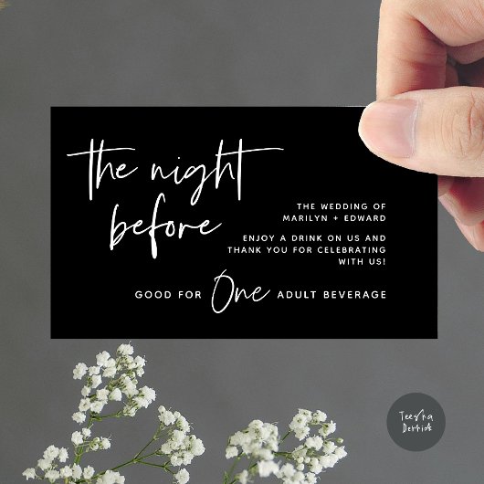 Drink ticket, Volwassenen, Modern Wedding Party Informatiekaartje