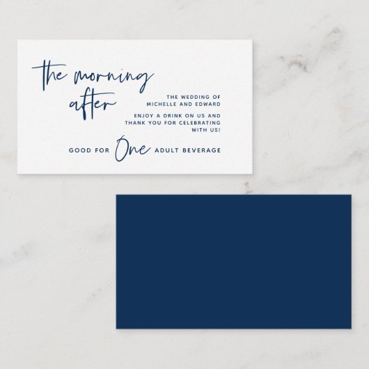 Drink ticket, volwassenendrank, de volgende morgen informatiekaartje (Voorkant / Achterkant)