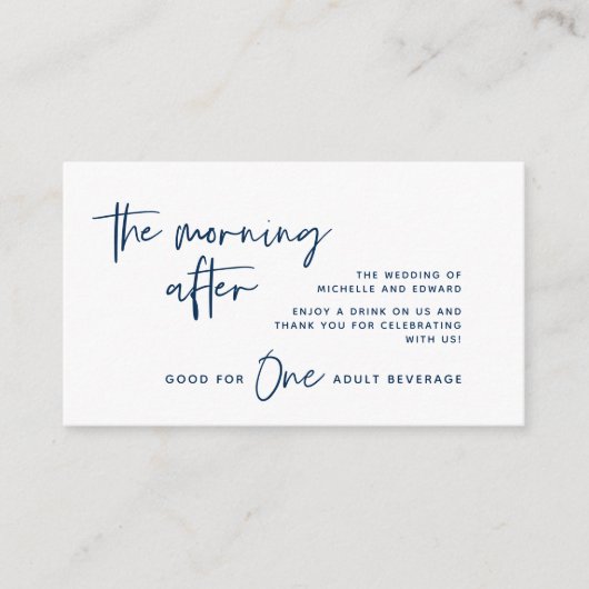 Drink ticket, volwassenendrank, de volgende morgen informatiekaartje (Voorkant)