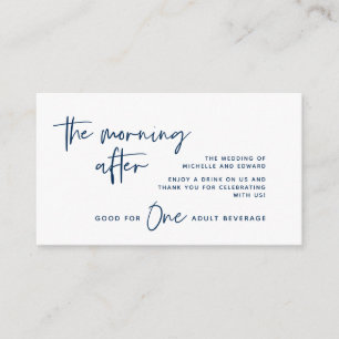 Drink ticket, volwassenendrank, de volgende morgen informatiekaartje