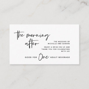 Drink ticket, volwassenendrank, de volgende morgen informatiekaartje
