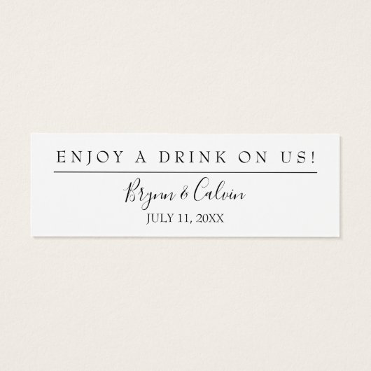 Drink Ticket Wedding Reception Bar symbolische kaa Mini Visitekaartjes (Achterkant)