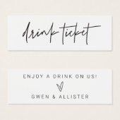 Drink Ticket Wedding Reception Bar Token Card G400 Mini Visitekaartjes (Voorkant /achterkant)