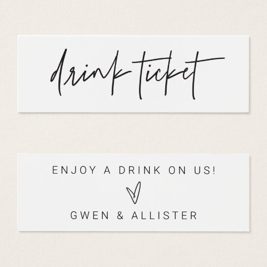 Drink Ticket Wedding Reception Bar Token Card G400 Mini Visitekaartjes (Voorkant /achterkant)