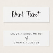 Drink Ticket Wedding Reception Bar Token Kaart (Voorkant /achterkant)