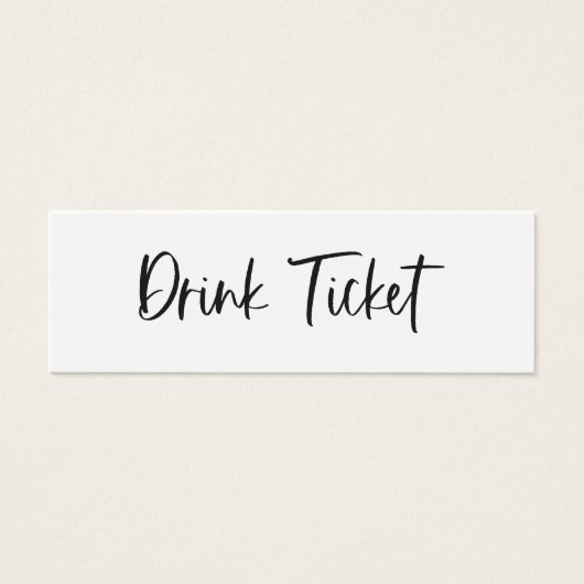 Drink Ticket Wedding Reception Bar Token Kaart (Voorkant)