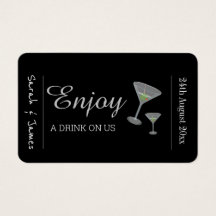 Drink Ticket Wedding Reception Bar Token Kaart