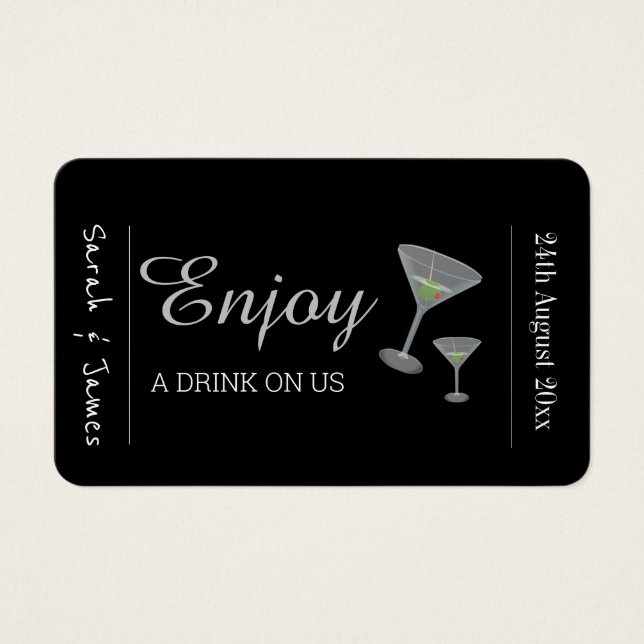 Drink Ticket Wedding Reception Bar Token Kaart (Voorkant)