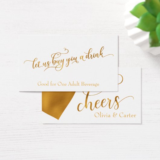Drink Tickets, elegant Gold Script en hart Visitekaartje (Bureau)