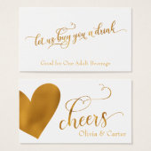 Drink Tickets, elegant Gold Script en hart Visitekaartje (Voorkant /achterkant)