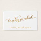 Drink Tickets, elegant Gold Script en hart Visitekaartje (Voorkant)