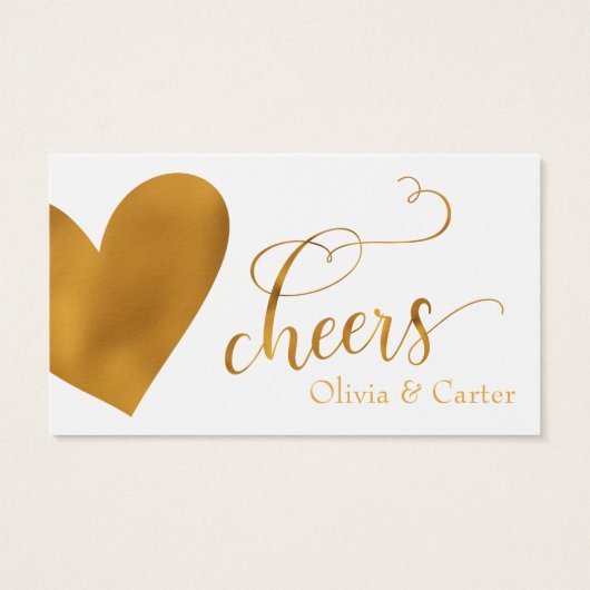 Drink Tickets, elegant Gold Script en hart Visitekaartje (Achterkant)