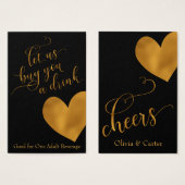 Drink Tickets, elegant Gold Script en hart Visitekaartje (Voorkant /achterkant)