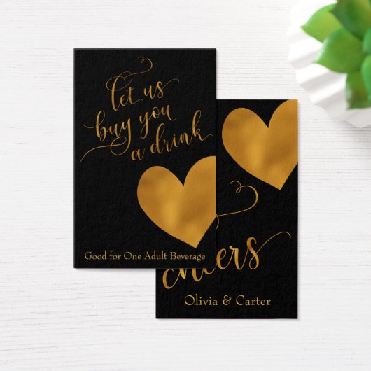 Drink Tickets, elegant Gold Script en hart Visitekaartje (Bureau)
