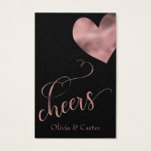Drink Tickets, elegant Roos Gold Script & hart Visitekaartje (Achterkant)