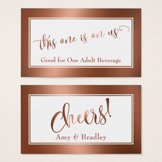 Drink Tickets | Elegante script met namaak koperfo Visitekaartje (Voorkant /achterkant)