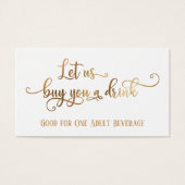 Drink Tickets | Faux Gold Foil op Editable White Visitekaartje (Voorkant)