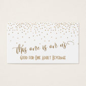 Drink Tickets, Faux Gold Glitter Confetti op White Visitekaartje (Voorkant)