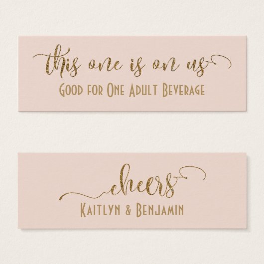 Drink Tickets, Faux Gold Glitter over Blush Pink Mini Visitekaartjes (Voorkant /achterkant)