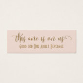 Drink Tickets, Faux Gold Glitter over Blush Pink Mini Visitekaartjes (Voorkant)