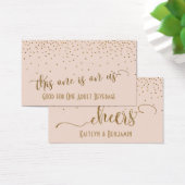 Drink Tickets, Gold Confetti over Blush Pink Visitekaartje (Bureau)